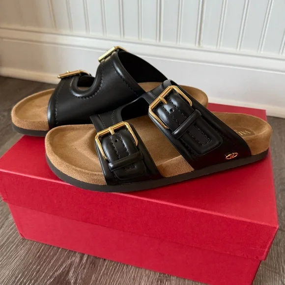 ❗️SOLD❗️Valentino Garavani Fussfriend double-strap leather slides buckle sandals - Picture 6 of 10